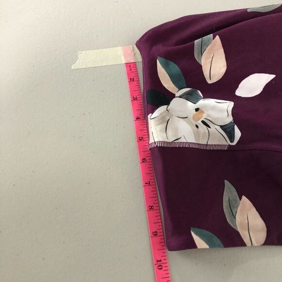 Athleta Floral Elation 7/8 Tight Athletic Leggings Womens Small Wine Purple Red - Picture 14 of 16